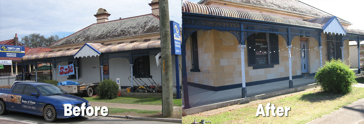 House after reconstituted stone cladding installation